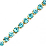 Metall Strass cupchain Kette 3mm Turquoise blue-gold